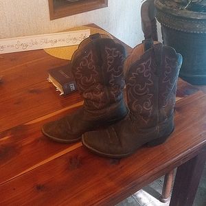 Genuine leather women's size 9.5 aviation boots pink stitching on top